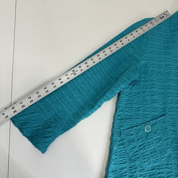 Habitat Womens Top Medium Blue Gauze Ruffle Collar Shirt Funky Lagenlook Artsy - Picture 6 of 12